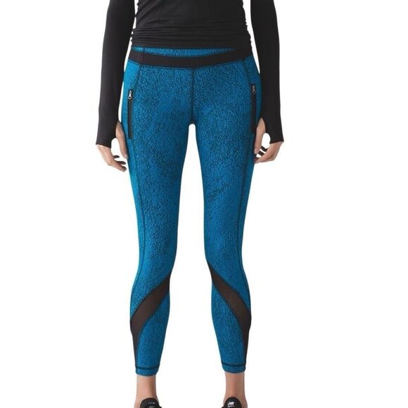 Lululemon Inspire Tight II Power Leggings Jacquard Shocking Blue/Black 6 - Picture 1 of 10